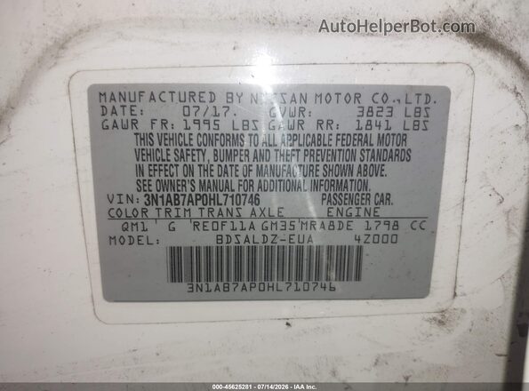 3N1AB7AP0HL710746 2017 NISSAN SENTRA Серый Вид подкапотного пространства