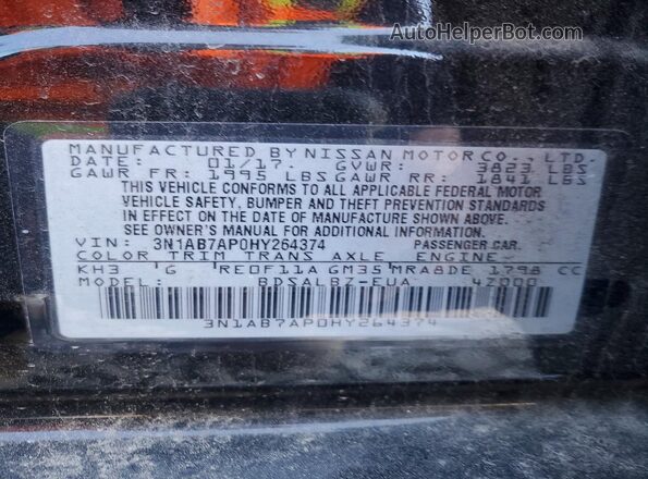 3N1AB7AP0HY264374 2017 NISSAN SENTRA Black VIN sticker view