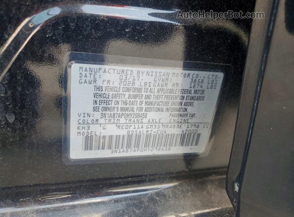 3N1AB7AP0HY298458 2017 NISSAN SENTRA Black Vista del compartimento del motor