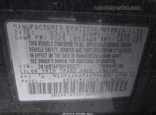 3N1AB7AP0HY305277 2017 NISSAN SENTRA Black Vista del compartimento del motor