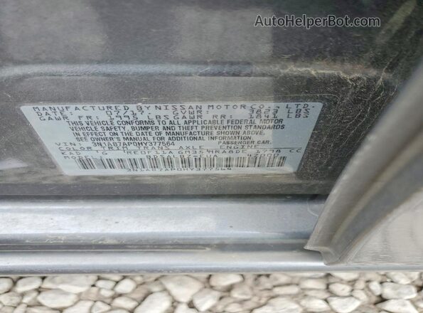 3N1AB7AP0HY377564 2017 NISSAN SENTRA Gray Շարժիչի բաժամունքի տեսք