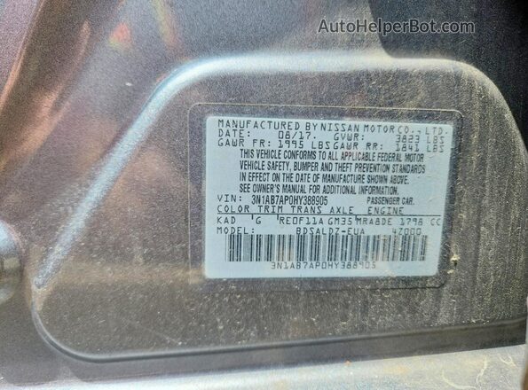 3N1AB7AP0HY388905 2017 NISSAN SENTRA Gray ძრავის განყოფილების ხედი