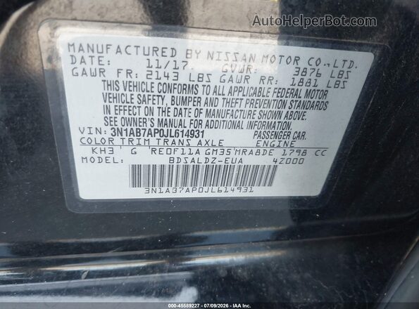3N1AB7AP0JL614931 2018 NISSAN SENTRA Черный Вид подкапотного пространства