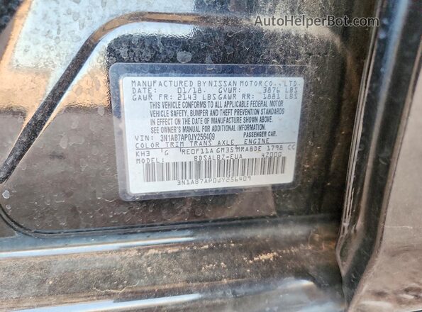 3N1AB7AP0JY256409 2018 NISSAN SENTRA Black Вид наклейки з VIN-кодом