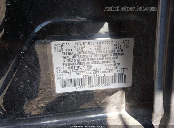 3N1AB7AP0JY271492 2018 NISSAN SENTRA Black Engine compartment view