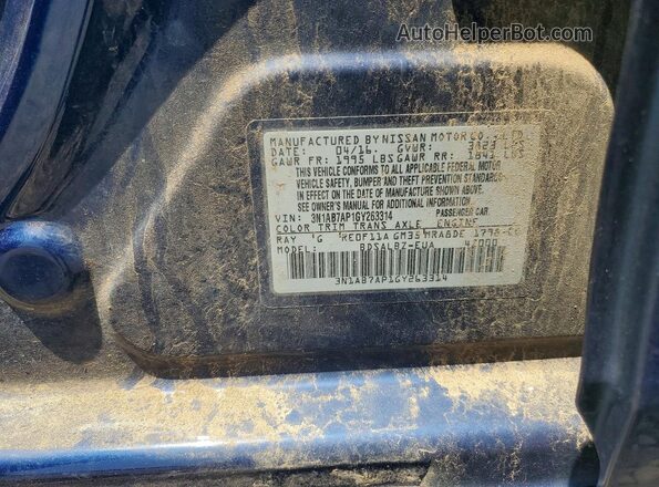 3N1AB7AP1GY263314 2016 NISSAN SENTRA Синий Вид подкапотного пространства