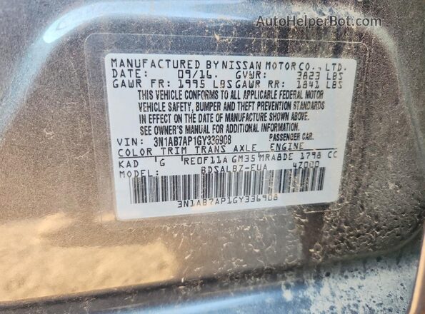 3N1AB7AP1GY336908 2016 NISSAN SENTRA Black Вид підкапотного простору