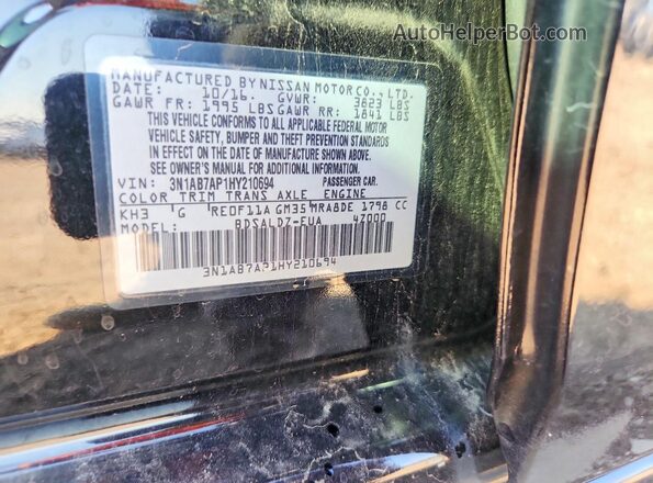 3N1AB7AP1HY210694 2017 NISSAN SENTRA Черный Вид подкапотного пространства