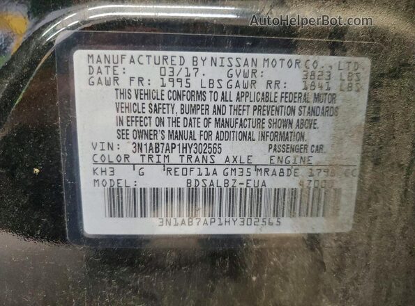 3N1AB7AP1HY302565 2017 NISSAN SENTRA Black Vista del compartimento del motor