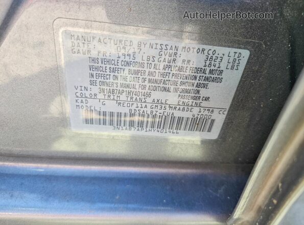3N1AB7AP1HY401466 2017 NISSAN SENTRA Gray Շարժիչի բաժամունքի տեսք