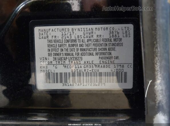 3N1AB7AP1JY236279 2018 NISSAN SENTRA Black Widok komory silnika