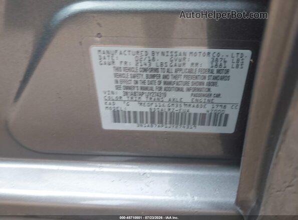 3N1AB7AP1JY274319 2018 NISSAN SENTRA Gray Widok komory silnika