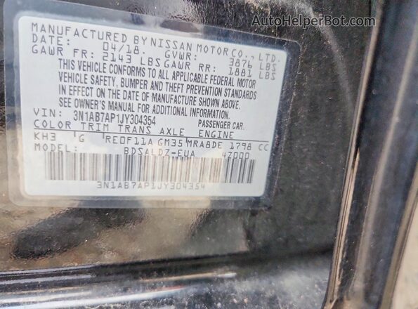 3N1AB7AP1JY304354 2018 NISSAN SENTRA Black Շարժիչի բաժամունքի տեսք