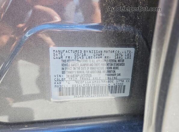 3N1AB7AP1JY312535 2018 NISSAN SENTRA Gray VIN sticker view