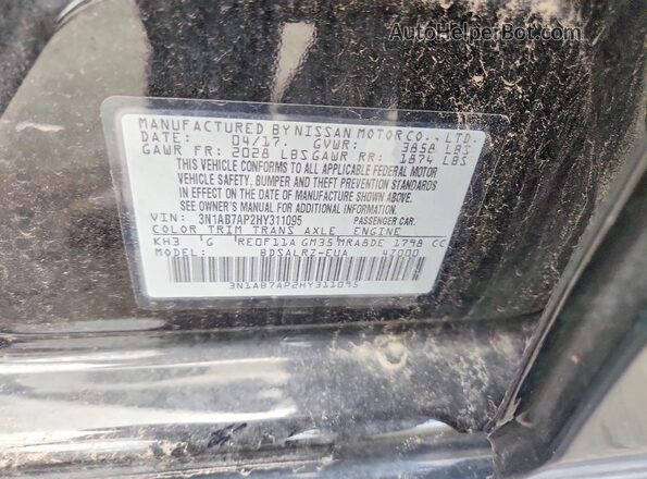 3N1AB7AP2HY311095 2017 NISSAN SENTRA Black VIN sticker view