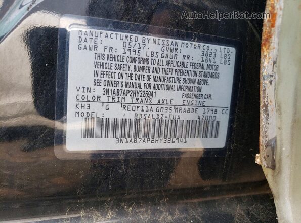 3N1AB7AP2HY326941 2017 NISSAN SENTRA Black VIN sticker view