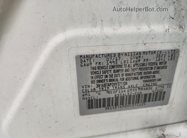 3N1AB7AP2HY371104 2017 NISSAN SENTRA White Շարժիչի բաժամունքի տեսք