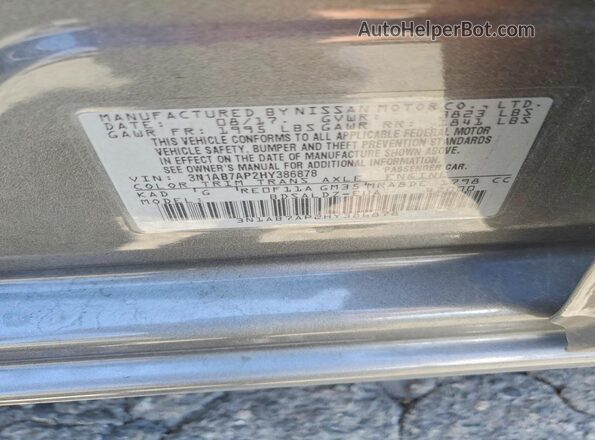 3N1AB7AP2HY386878 2017 NISSAN SENTRA Gray Շարժիչի բաժամունքի տեսք