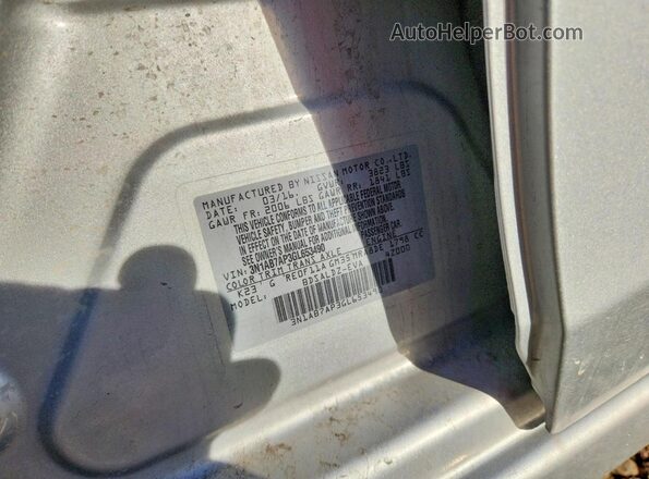 3N1AB7AP3GL653490 2016 NISSAN SENTRA Silver VIN კოდის სტიკერის ხედი