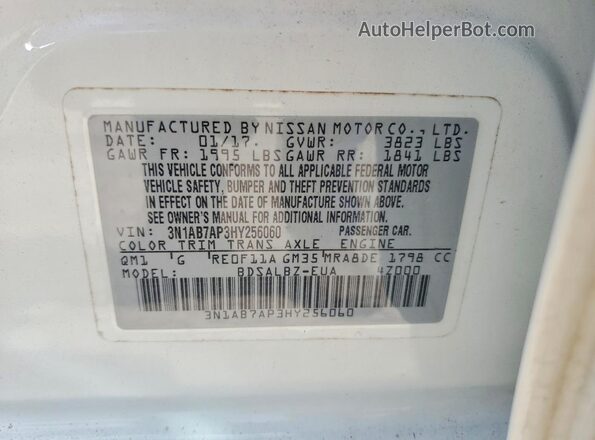 3N1AB7AP3HY256060 2017 NISSAN SENTRA Two Tone VIN sticker view