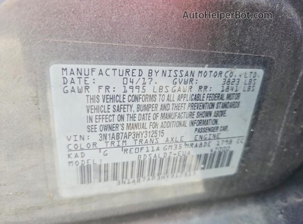 3N1AB7AP3HY312515 2017 NISSAN SENTRA Gray Vista del compartimento del motor