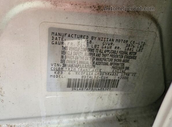 3N1AB7AP3JL625325 2018 NISSAN SENTRA Silver Շարժիչի բաժամունքի տեսք