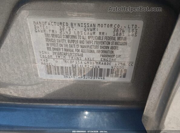 3N1AB7AP3JY237448 2018 NISSAN SENTRA Black Շարժիչի բաժամունքի տեսք