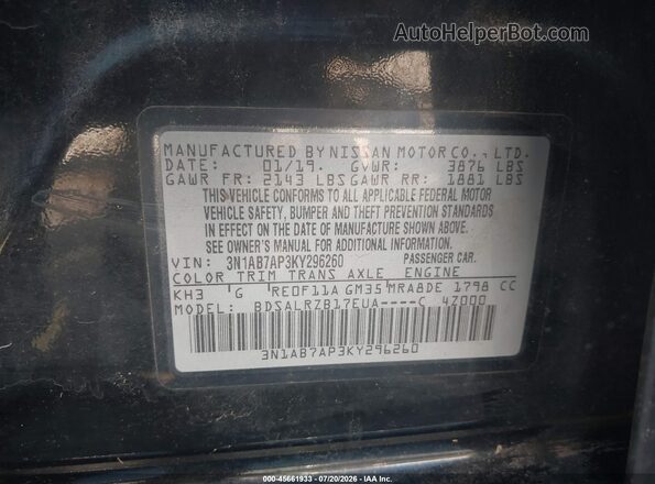 3N1AB7AP3KY296260 2019 NISSAN SENTRA Black Widok komory silnika