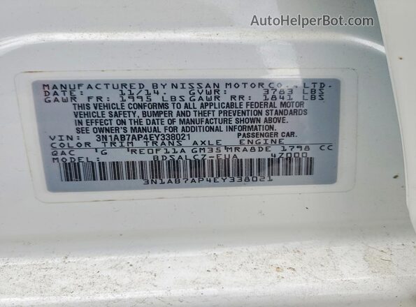 3N1AB7AP4EY338021 2024 NISSAN SENTRA White Vista del compartimento del motor
