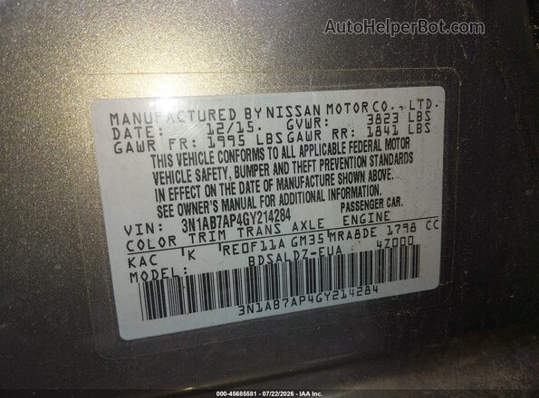 3N1AB7AP4GY214284 2016 NISSAN SENTRA Коричневый Вид подкапотного пространства