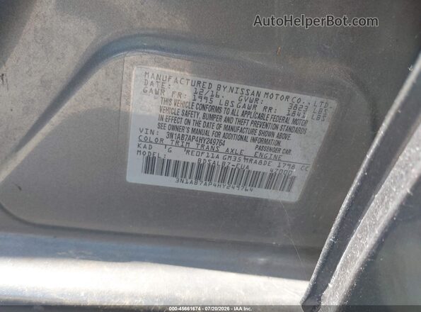 3N1AB7AP4HY249764 2017 NISSAN SENTRA Gray Widok komory silnika