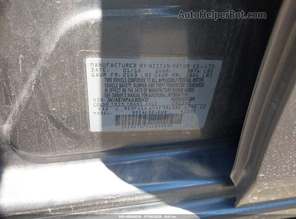 3N1AB7AP4JL625432 2018 NISSAN SENTRA Gray Vista del compartimento del motor