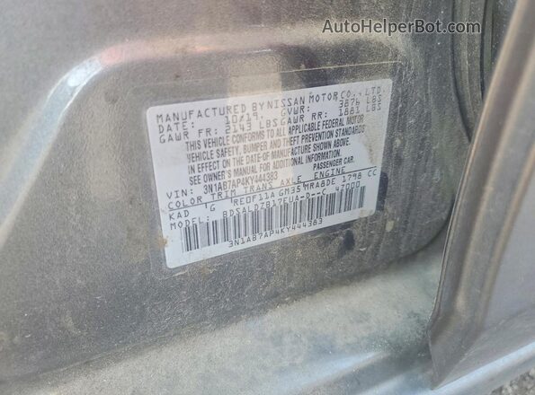 3N1AB7AP4KY444383 2019 NISSAN SENTRA Gray Vista del compartimento del motor