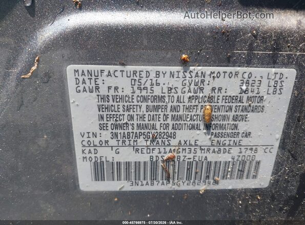 3N1AB7AP5GY282948 2016 NISSAN SENTRA Gray Engine compartment view