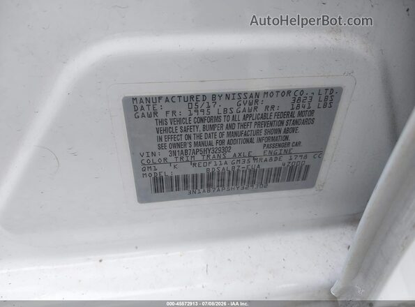 3N1AB7AP5HY329302 2017 NISSAN SENTRA Белый Вид подкапотного пространства