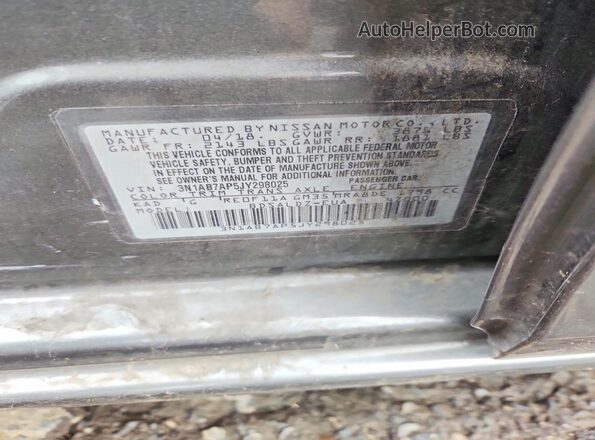 3N1AB7AP5JY298025 2018 NISSAN SENTRA Gray Widok komory silnika