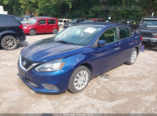 3N1AB7AP5KY304665 2019 NISSAN SENTRA Синий Передняя левая четверть