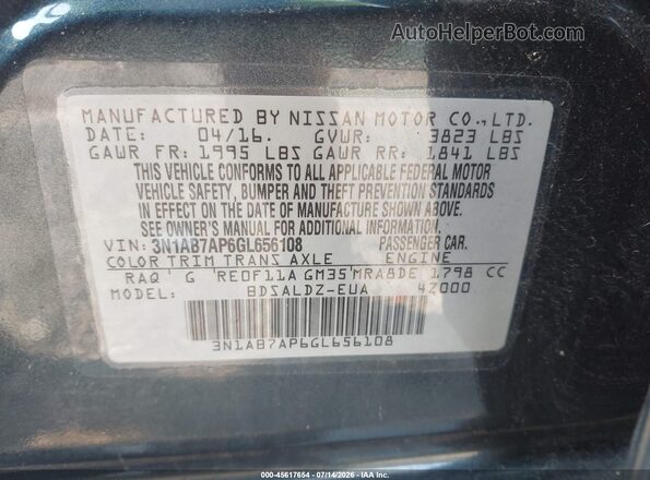 3N1AB7AP6GL656108 2016 NISSAN SENTRA Gray Engine compartment view