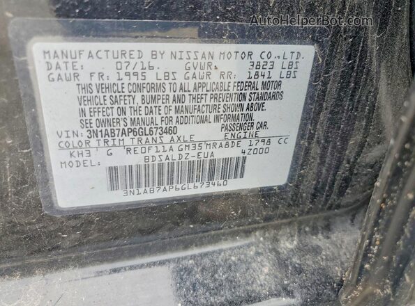 3N1AB7AP6GL673460 2016 NISSAN SENTRA Black Engine compartment view