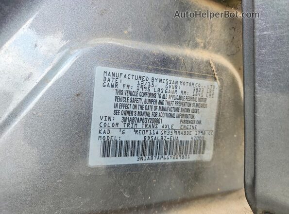 3N1AB7AP6GY209801 2016 NISSAN SENTRA Gray Вид підкапотного простору