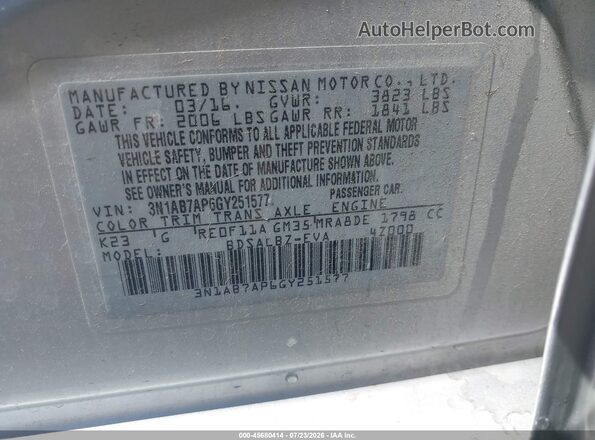 3N1AB7AP6GY251577 2016 NISSAN SENTRA Silver Widok komory silnika