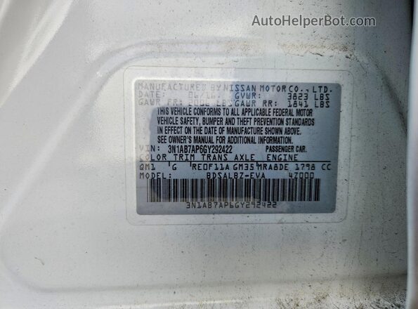3N1AB7AP6GY292422 2016 NISSAN SENTRA Белый Вид подкапотного пространства