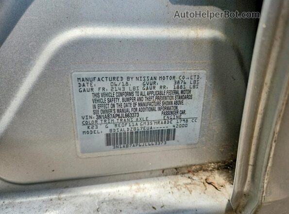 3N1AB7AP6JL663373 2018 NISSAN SENTRA Silver Engine compartment view