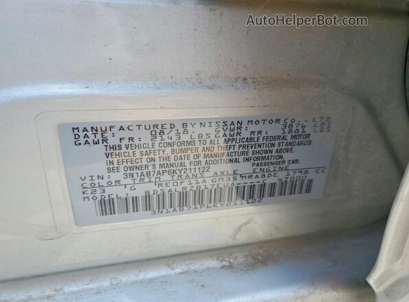3N1AB7AP6KY211122 2019 NISSAN SENTRA Silver Vista del compartimento del motor