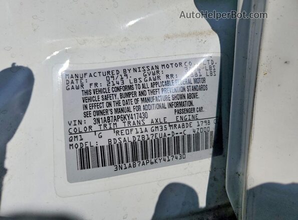 3N1AB7AP6KY417430 2019 NISSAN SENTRA White Շարժիչի բաժամունքի տեսք