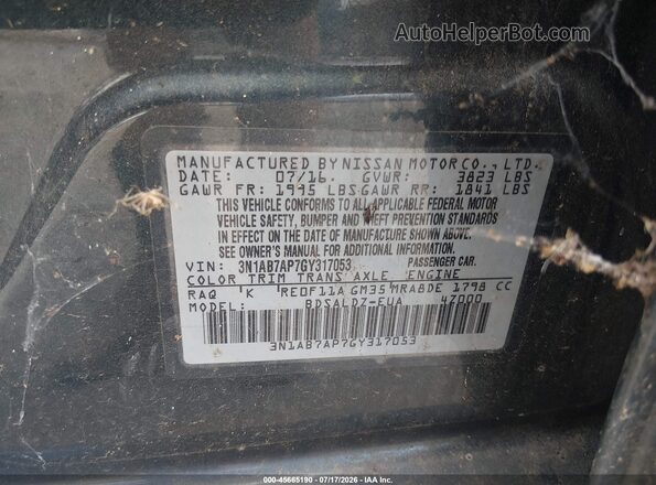 3N1AB7AP7GY317053 2016 NISSAN SENTRA Green Շարժիչի բաժամունքի տեսք