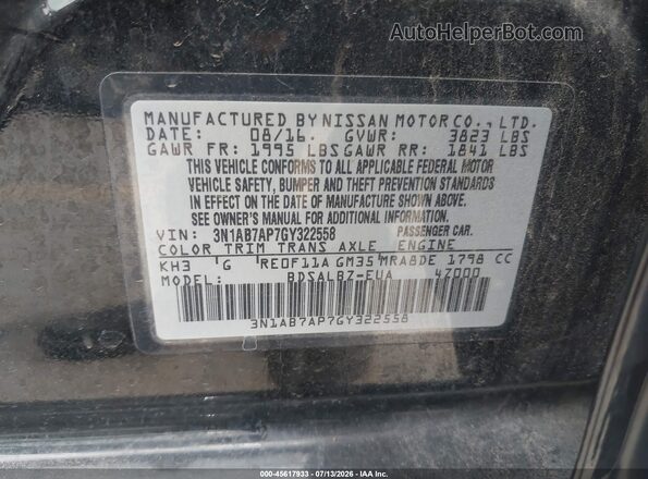 3N1AB7AP7GY322558 2016 NISSAN SENTRA Black Vista del compartimento del motor