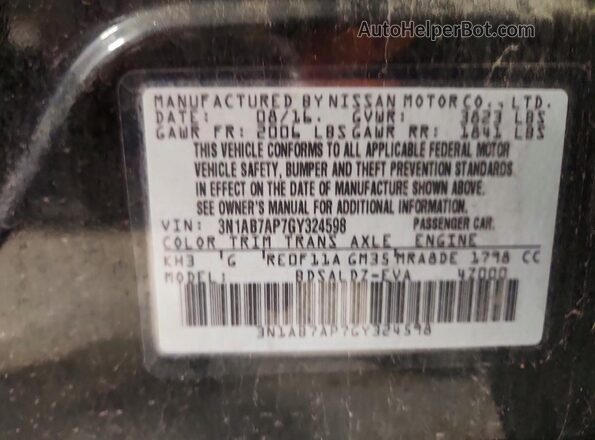 3N1AB7AP7GY324598 2016 NISSAN SENTRA Black Вид підкапотного простору