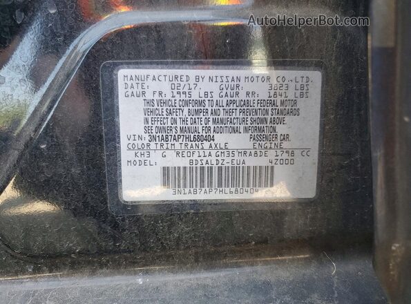 3N1AB7AP7HL680404 2017 NISSAN SENTRA Black Вид підкапотного простору