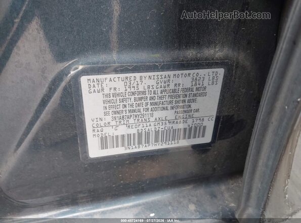 3N1AB7AP7HY291118 2017 NISSAN SENTRA Синий Вид подкапотного пространства